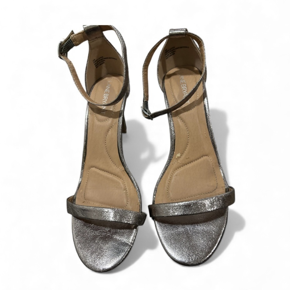 Elegant Pewter Metallic Heeled Sandals - Picture 2 of 6